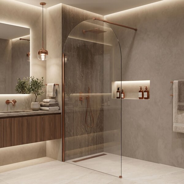 Rea Heaven, sprchová zástena Walk-in, 120 cm, medená matná, REA-K6689