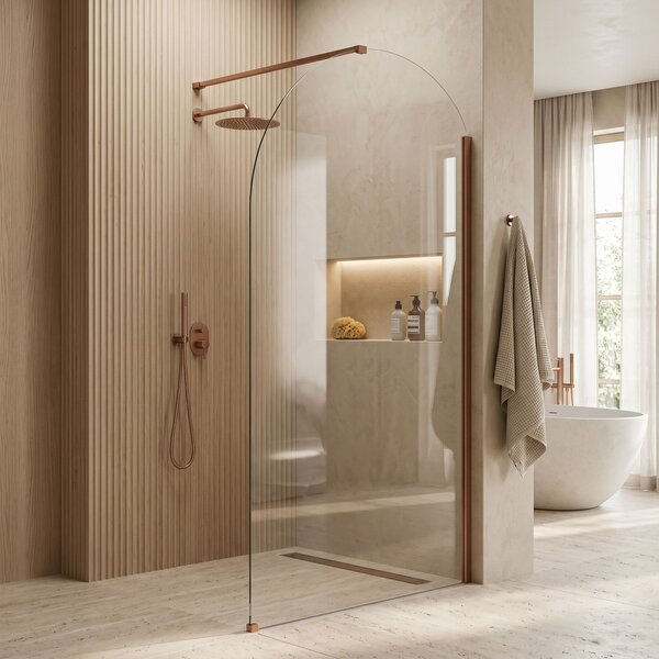Rea Heaven, sprchová zástena Walk-in, 120 cm, medená matná, REA-K6689