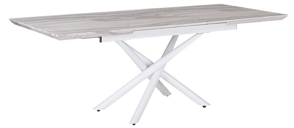 Jedálenský stôl s mramorovým efektom bielej nohy rozkladacia 160/200 x 90 cm obdĺžnikový glamour štýl