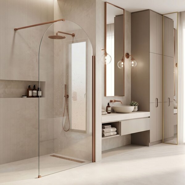 Rea Heaven, sprchová zástena Walk-in, 120 cm, medená matná, REA-K6689