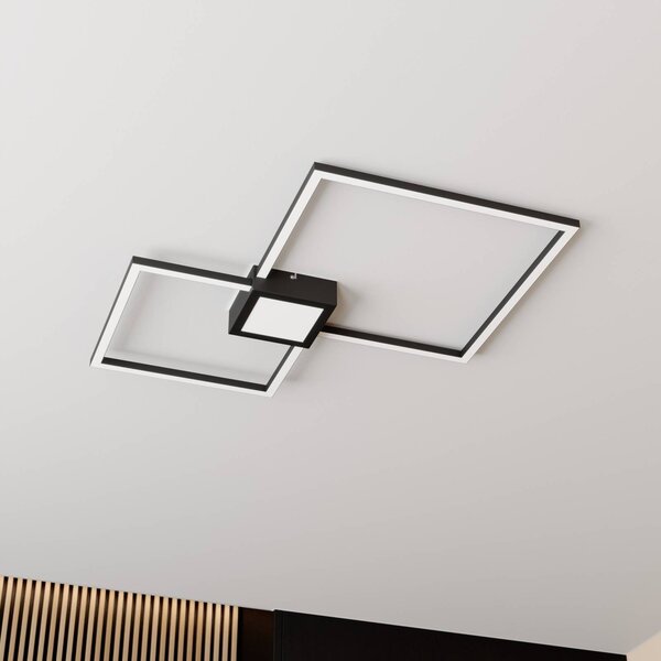 Lindby Duetto stropné LED svietidlo antracit 28 W, Čierna, Obývacia izba / jedáleň, Hliník, Moderný, Stropné svetlo