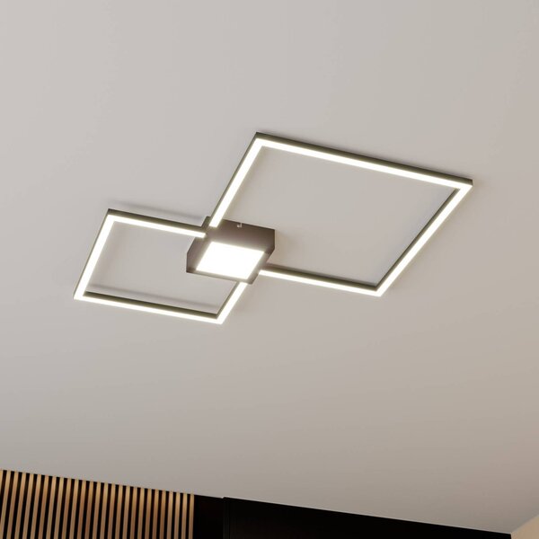 Lindby Duetto stropné LED svietidlo antracit 28 W, Čierna, Obývacia izba / jedáleň, Hliník, Moderný, Stropné svetlo