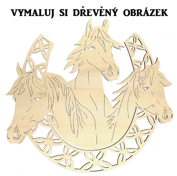 AMADEA Drevená ozdoba koňa v podkove 10 cm
