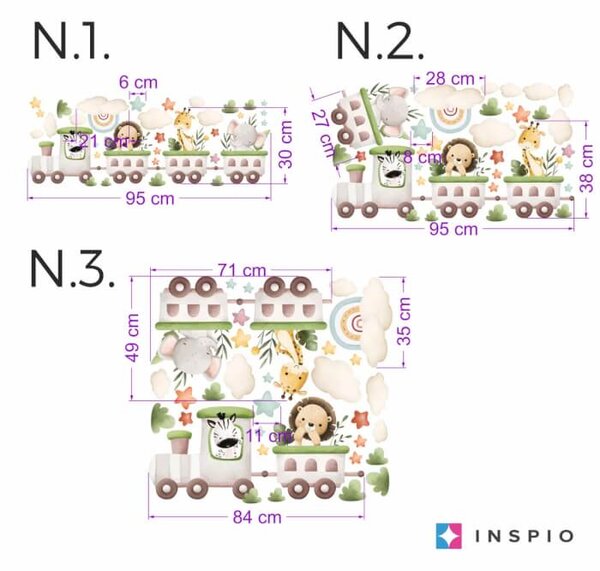 INSPIO-textilná prelepiteľná nálepka - Nálepky na steny - Vláčik so zvieratkami