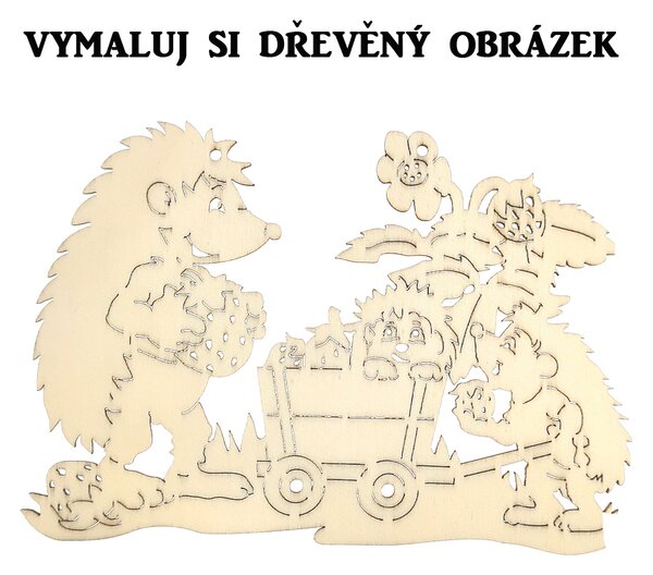 AMADEA Drevený obrázok na vymaľovanie ježkovia,16 cm