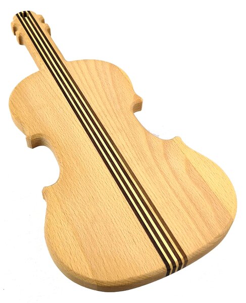 AMADEA Drevená doštička v tvare huslí, masívne drevo, 40x18x2 cm