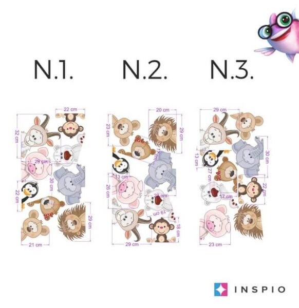 INSPIO-textilná prelepiteľná nálepka - Zvieratká Z DVORA okolo dverí