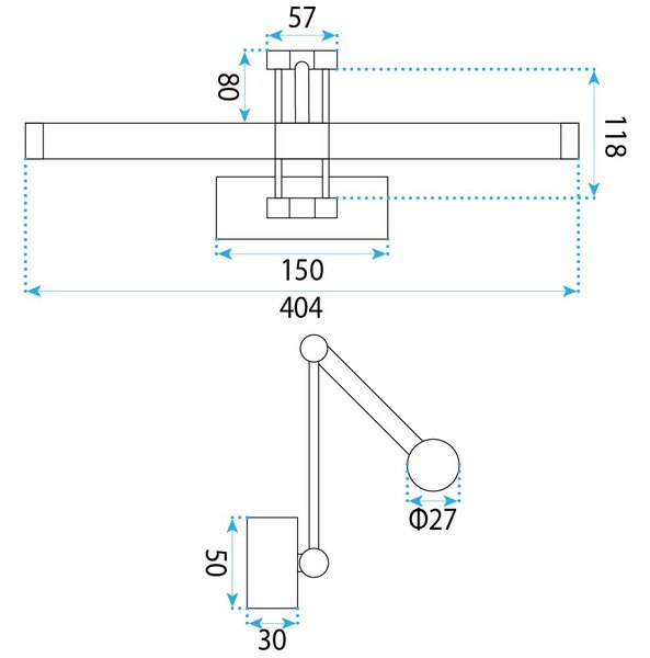 Toolight Toolight, LED nástenné svietidlo 40cm, 9W, 4000K, 1000lm, APP1899-1W, zlatá matná, OSW-66054
