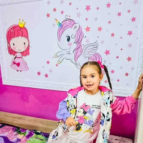 INSPIO-textilná prelepiteľná nálepka - Nálepka - Princezná a jednorožec