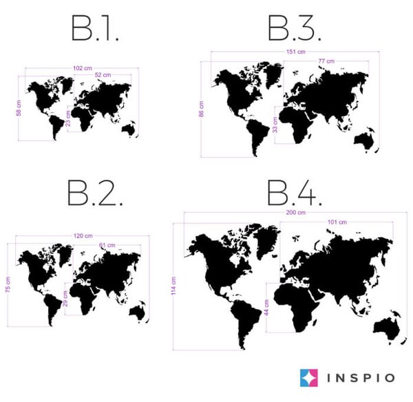 INSPIO-výroba darčekov a dekorácií - Nálepka na stenu - Mapa sveta