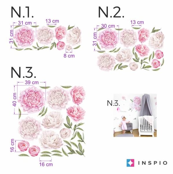INSPIO-textilná prelepiteľná nálepka - Samolepiace tapety kvetov - Pivonky