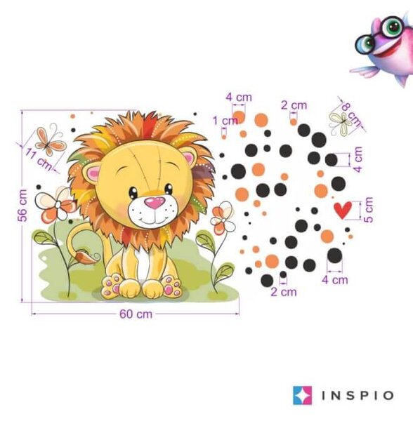 INSPIO-textilná prelepiteľná nálepka - Nálepka - Levík s bodkami