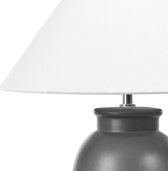 Stolná lampa čierna keramická 53 cm biele kužeľové tienidlo ručne vyrobená nočná lampa osvetlenie do obývačky a spálne