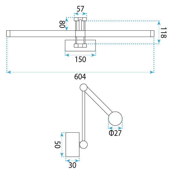 Toolight Toolight, LED nástenné svietidlo 60cm, 13W, 4000K, 1000lm, APP1900-1W, zlatá matná, OSW-66055
