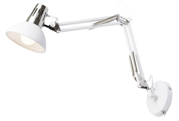 Rendl ANTE | nástenná lampa s nastaviteľným ramenom Farba: Biela/Matný nikel