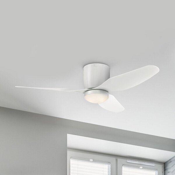 Westinghouse Stropný ventilátor LED Carla, tichý, 117 cm, biely, Biela / opálová, Obývacia izba / jedáleň, Plast, Moderný