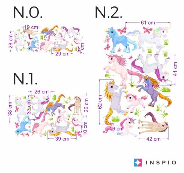 INSPIO-textilná prelepiteľná nálepka - Samolepky do izby - Unicorns jednorožce