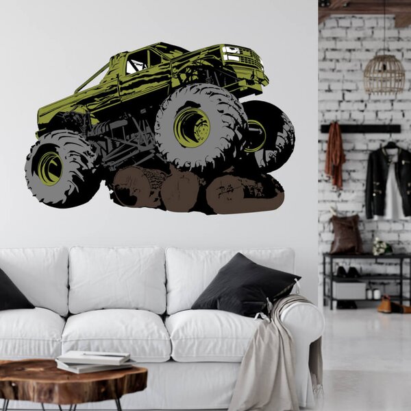 INSPIO-textilná prelepiteľná nálepka - INSPIO-výroba darčekov a dekorácií - Nálepka na stenu - Monster Auto!