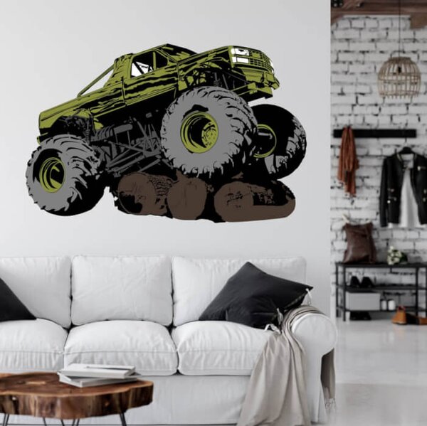 INSPIO-textilná prelepiteľná nálepka - INSPIO-výroba darčekov a dekorácií - Nálepka na stenu - Monster Auto!