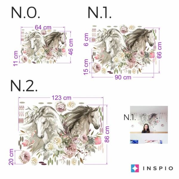 INSPIO-textilná prelepiteľná nálepka - Romantická nálepka s koňmi - nálepky pre staršie deti