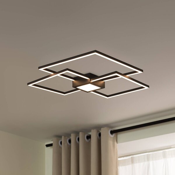 Lindby LED stropné svietidlo Duetto, 65 cm, antracit, 38 W, hliník, Čierna, Obývacia izba / jedáleň, Hliník, Moderný, Stropné svetlo