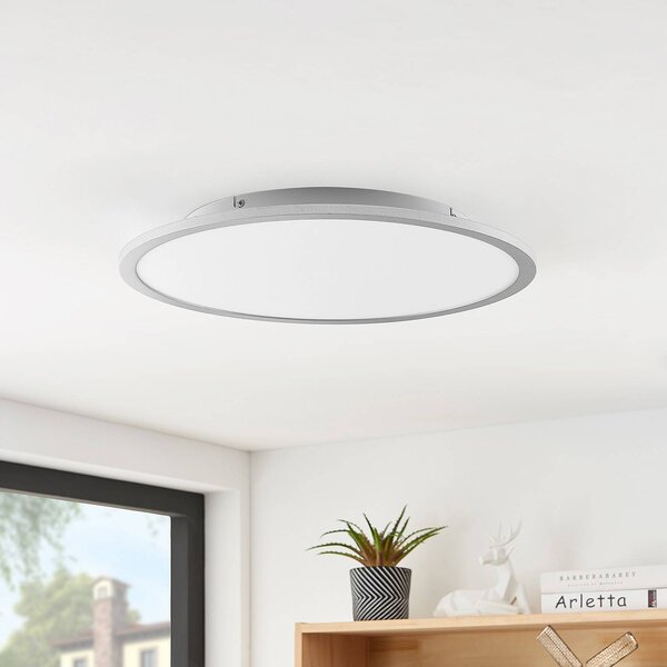 Lindby LED stropné svietidlo Narima, 4 000 K, Ø 50 cm, strieborná, Hliník / sivá / zinok, Kuchyňa, Plast, Moderný, Závesné svietidlo