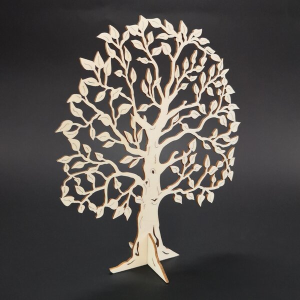 AMADEA Drevený 3D strom, prírodný, výška 23 cm