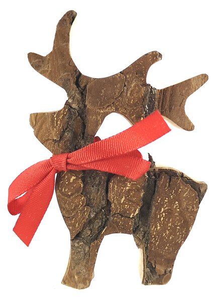 AMADEA Drevený jeleň s kôrou, masívne drevo, výška 8 cm