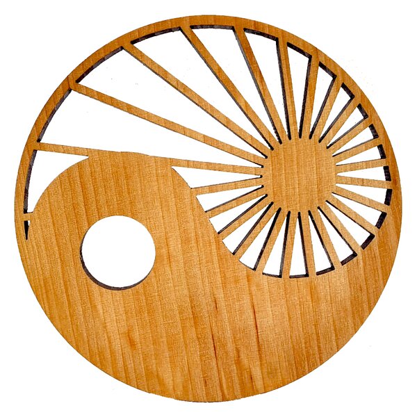 AMADEA Drevený podtácok okrúhly jin-jang, masívne drevo, priemer 10 cm