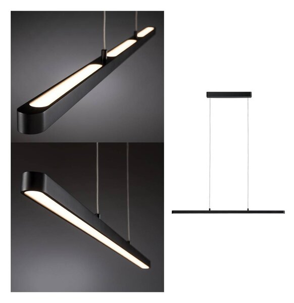 LED závesné svietidlo Paulmann Lento, čierne, 100 cm, smer svetla hore/dole,, Čierna, Obývacia izba / jedáleň, Hliník, Moderný, Závesné svietidlo
