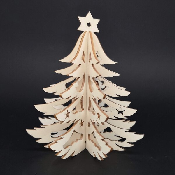 AMADEA Drevený 3D stromček, výška 15 cm