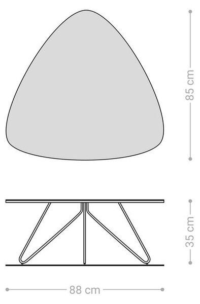 DELIFE Konferenčný stolík Ekrem 88x85 cm keramika Laminam®Emperador Extra Lucidato tmavohnedá Hairpin kov čierna