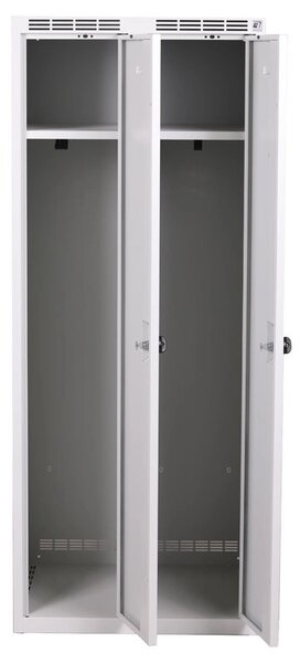 Kovová šatníková skrinka S7, 2-dverová, 1500 x 600 x 500 mm, cylindrický zámok, tmavosivé dvere