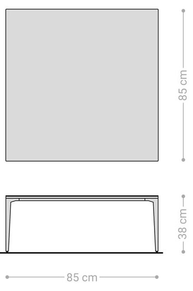 DELIFE Konferenčný stolík Levente 85x85 cm keramika Laminam® Noir Desir hnedá podstava kov titánová farba