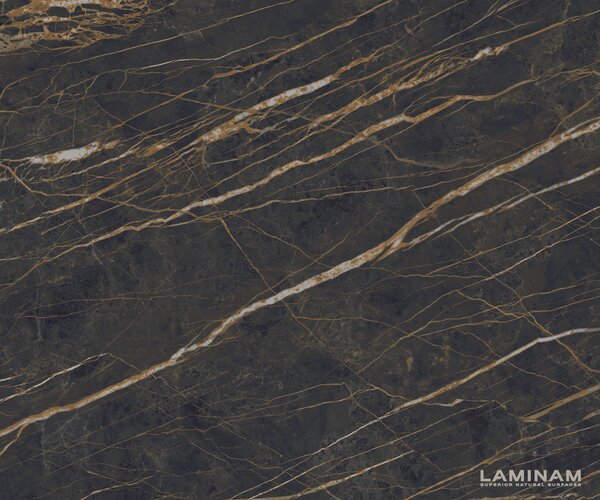 DELIFE Konferenčný stolík Daban 59x59 cm keramika Laminam®Noir Desir hnedá podstava kov titánová farba
