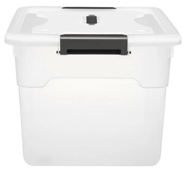 Sada 4 úložných boxov s viečkami, 30 l, plast, priehľadné
