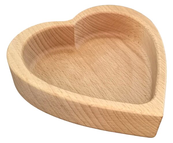 AMADEA Drevená miska v tvare srdca, masívne drevo, rozmer 13,5x13,5x4,5 cm