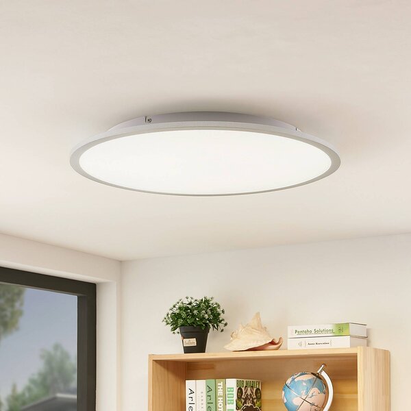 Lindby LED stropné svietidlo Narima, 4 000 K, Ø 60 cm, strieborná, Hliník / sivá / zinok, Kuchyňa, Plast, Moderný, Závesné svietidlo