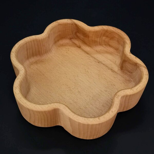 AMADEA Drevená miska v tvare kvety, masívne drevo, rozmer 15x16x4, 5 cm