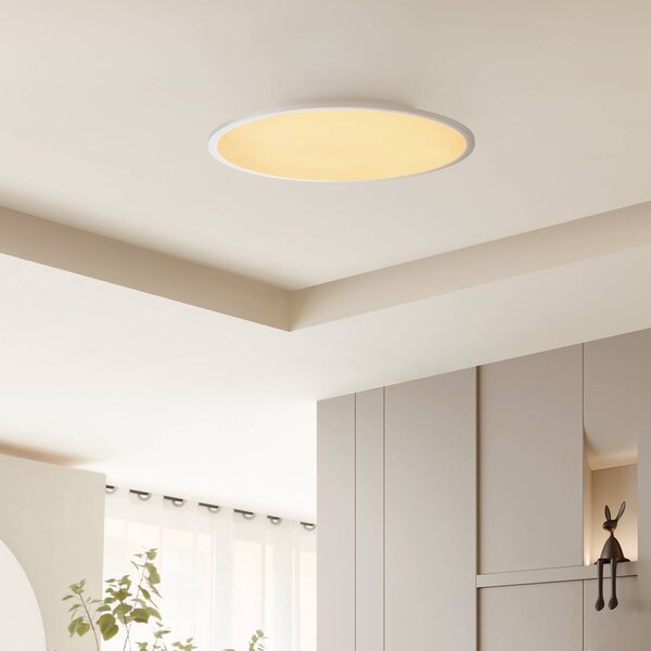 Lindby LED stropné svietidlo Narima, Ø 60 cm, strieborná, Hliník / sivá / zinok, Kuchyňa, Plast, Moderný, Závesné svietidlo