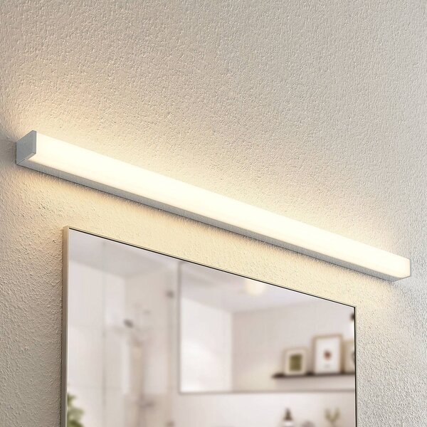 Lindby Klea LED kúpeľňové svietidlo, 120 cm, chróm, kov, IP44, Chrómová / strieborná, Kúpeľňa, Hliník, Moderný, Nástenné svietidlo