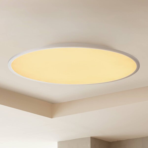 Lindby LED stropné svietidlo Narima, Ø 80 cm, strieborná, Hliník / sivá / zinok, Kuchyňa, Plast, Moderný, Závesné svietidlo
