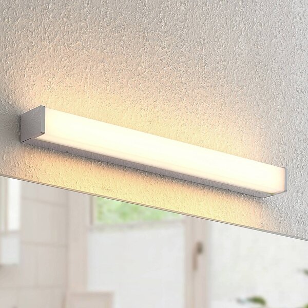 Lindby LED kúpeľňové svietidlo Klea, 60 cm, chróm, kov, IP44, Chrómová / strieborná, Kúpeľňa, Hliník, Moderný, Nástenné svietidlo