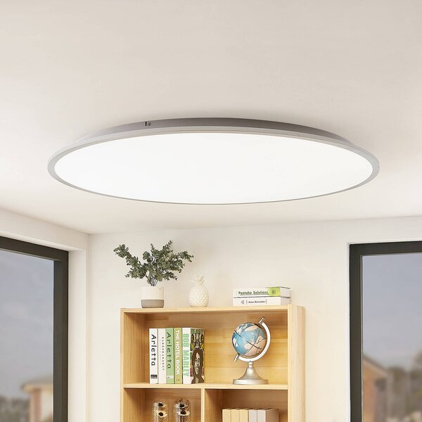 Lindby LED stropné svietidlo Narima, 4 000 K, Ø 100 cm, strieborná, Hliník / sivá / zinok, Kuchyňa, Plast, Moderný, Závesné svietidlo