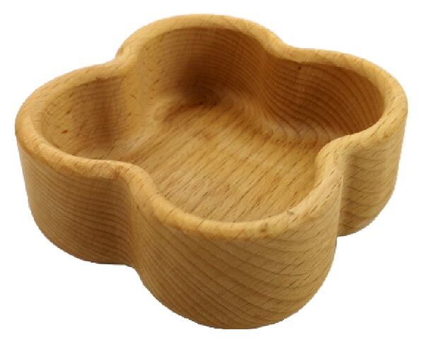 AMADEA Drevená miska v tvare štvorlístka, masívne drevo, rozmer 11,2x4,5 cm