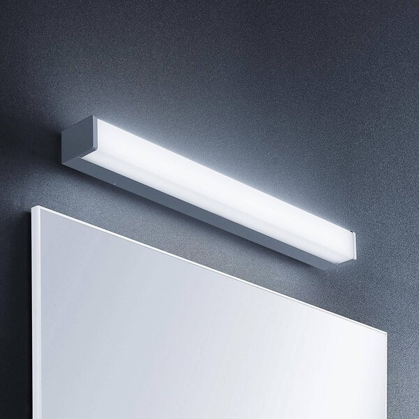 Lindby LED kúpeľňové svietidlo Klea, 60 cm, chróm, kov, IP44, Chrómová / strieborná, Kúpeľňa, Hliník, Moderný, Nástenné svietidlo