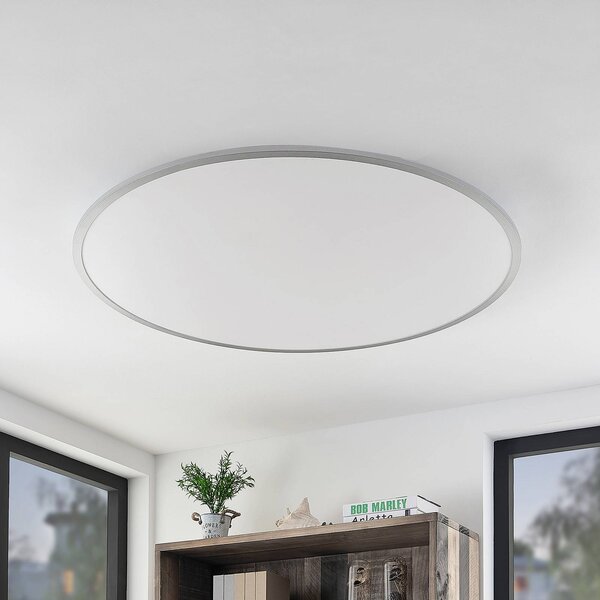 Lindby LED stropné svietidlo Narima, 4 000 K, Ø 100 cm, strieborná, Hliník / sivá / zinok, Kuchyňa, Plast, Moderný, Závesné svietidlo