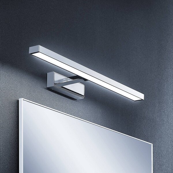 Lindby LED zrkadlové svetlo Jukka, 60 cm, chróm, kov, IP44, Chrómová / strieborná, Kúpeľňa, Hliník, Moderný, Nástenné svietidlo
