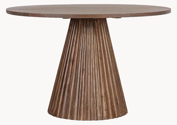 Okrúhly jedálenský stôl z mangového dreva's ryhovanou nohou Orissa, Ø 120 cm