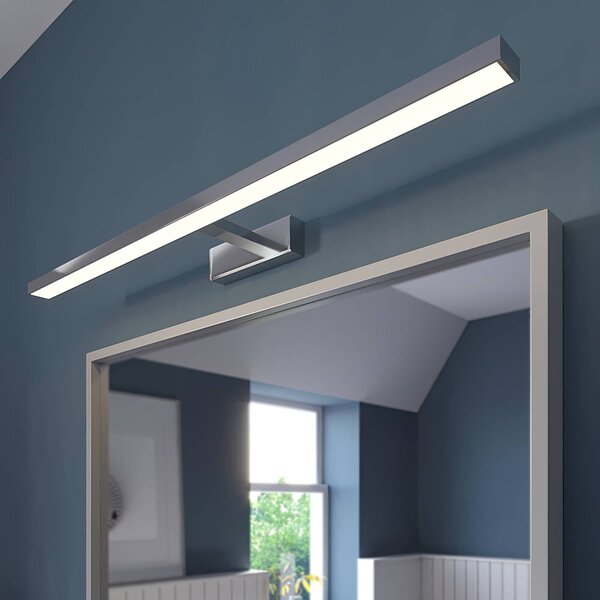 Lindby LED zrkadlové svetlo Jukka, 90 cm, chróm, kov, IP44, Chrómová / strieborná, Kúpeľňa, Hliník, Moderný, Nástenné svietidlo